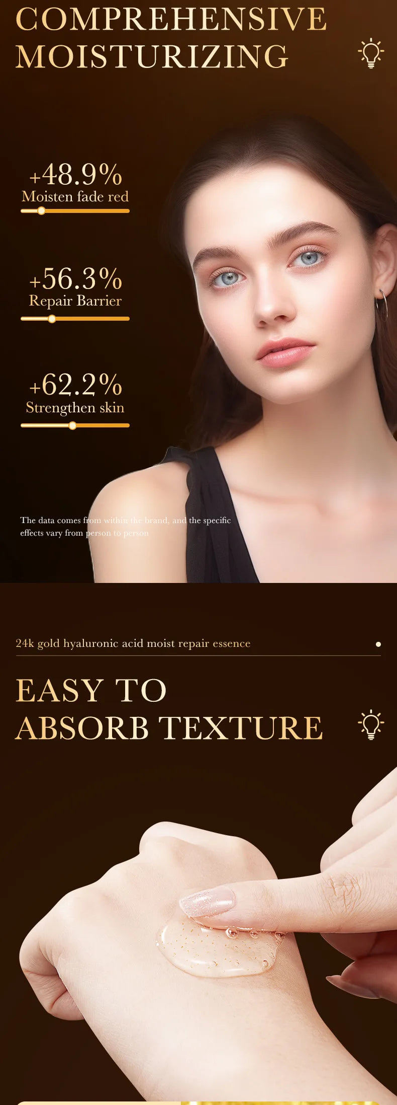 1/2/3pcs 24K Gold Hyaluronic Acid Serum Facial Essence Moisturizing Hydrating Anti-aging Face Serum Facial Skin Care Products