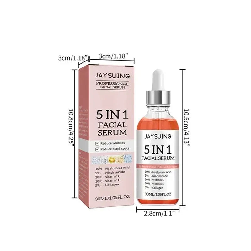 5 in 1 Fade Fine Lines Firming Face Serum Moisturizing Brightning Vitamin C Hyaluronic Acid Facial Serum Shrink Pores Skin Care