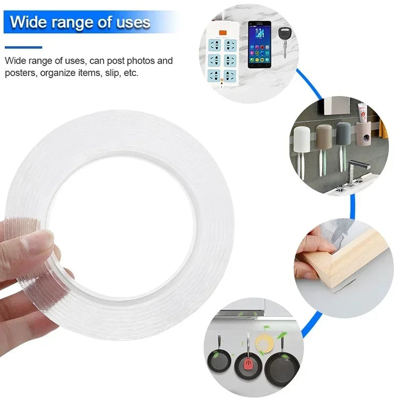 Transparent Double-sided Tape Nanometer Reusable Seamless Strong And Versatile Suitable For Home Kitchen Office And Car