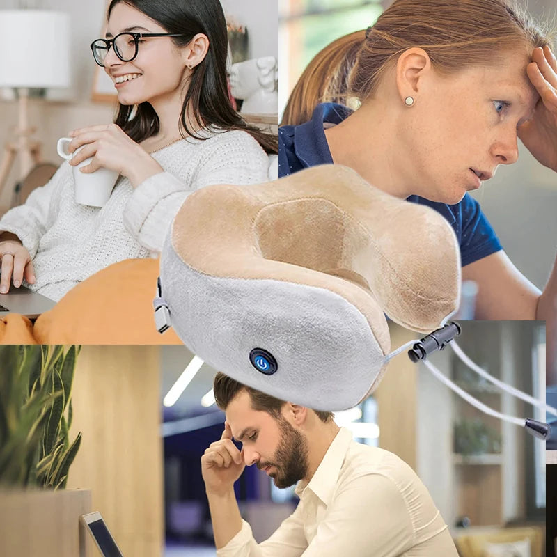 Portable U-shaped Neck Massager Electric Neck and Shoulder Vibration Massage Single Button Operation Suitable for Travel Work