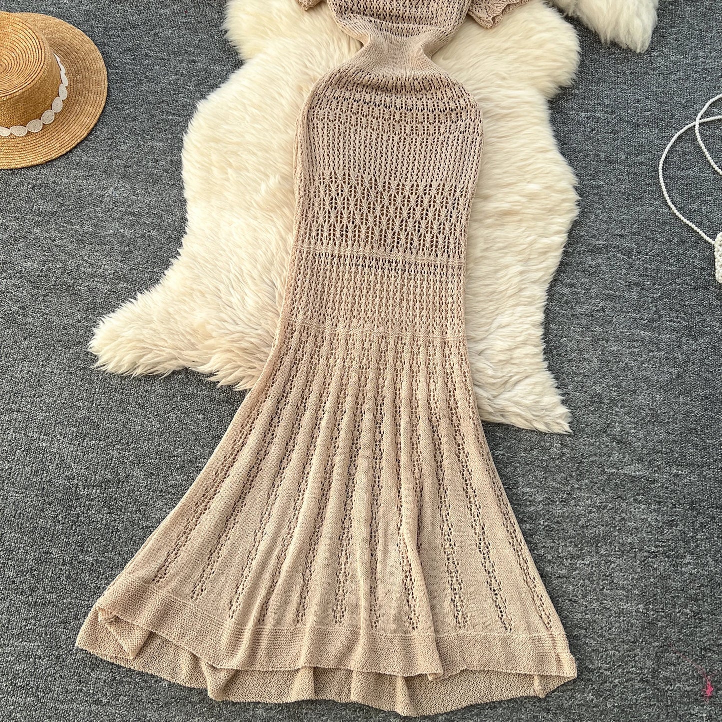 SINGREINY Vacation Style Casual Dress Suits Solid Strap Short Sundress+Knitting Hollow Out Long Dress Korean Women Beach Sets