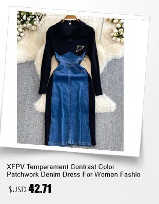 XFPV 2025 Spring New Fashion High-end V-neck Lantern Sleeves High Waist Print Swing Ruffle Edge Chiffon Long Dress Women SM11517