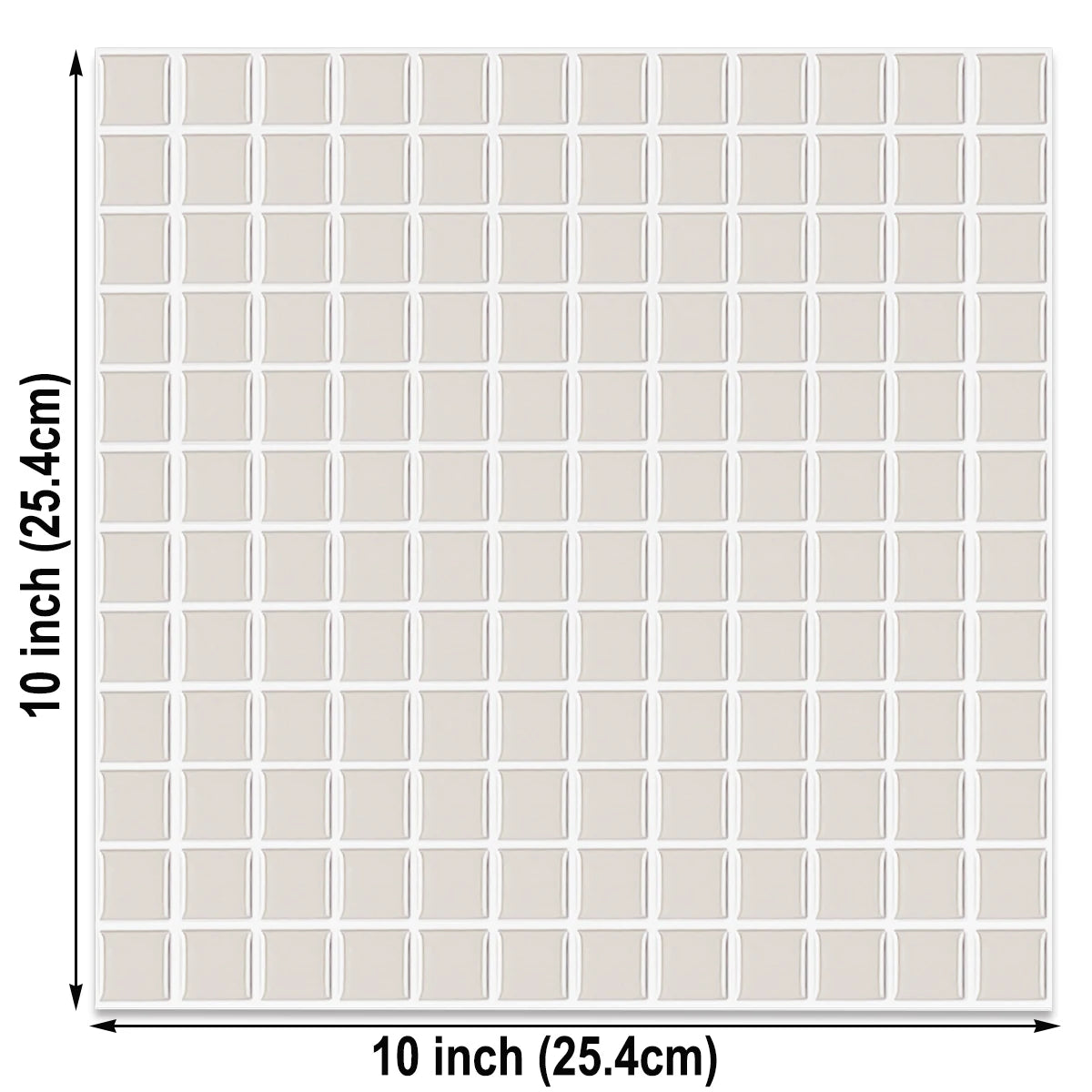 Vividtiles 10*10 Inc Light Grey Square Wall Tile Stickers Mosaic Vinyl 3d Effext Tiles DIY for Kitchen Bathroom Backsplash