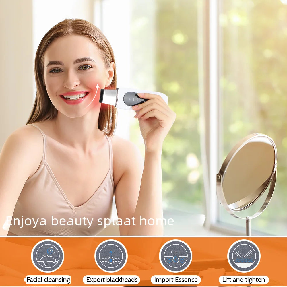 EMS Ultrasonic Cleaner Set Skin Scrubber Face Lifting Spatula Blackhead Remover Shovel Acne Pore Cleaning Facial Skin Care