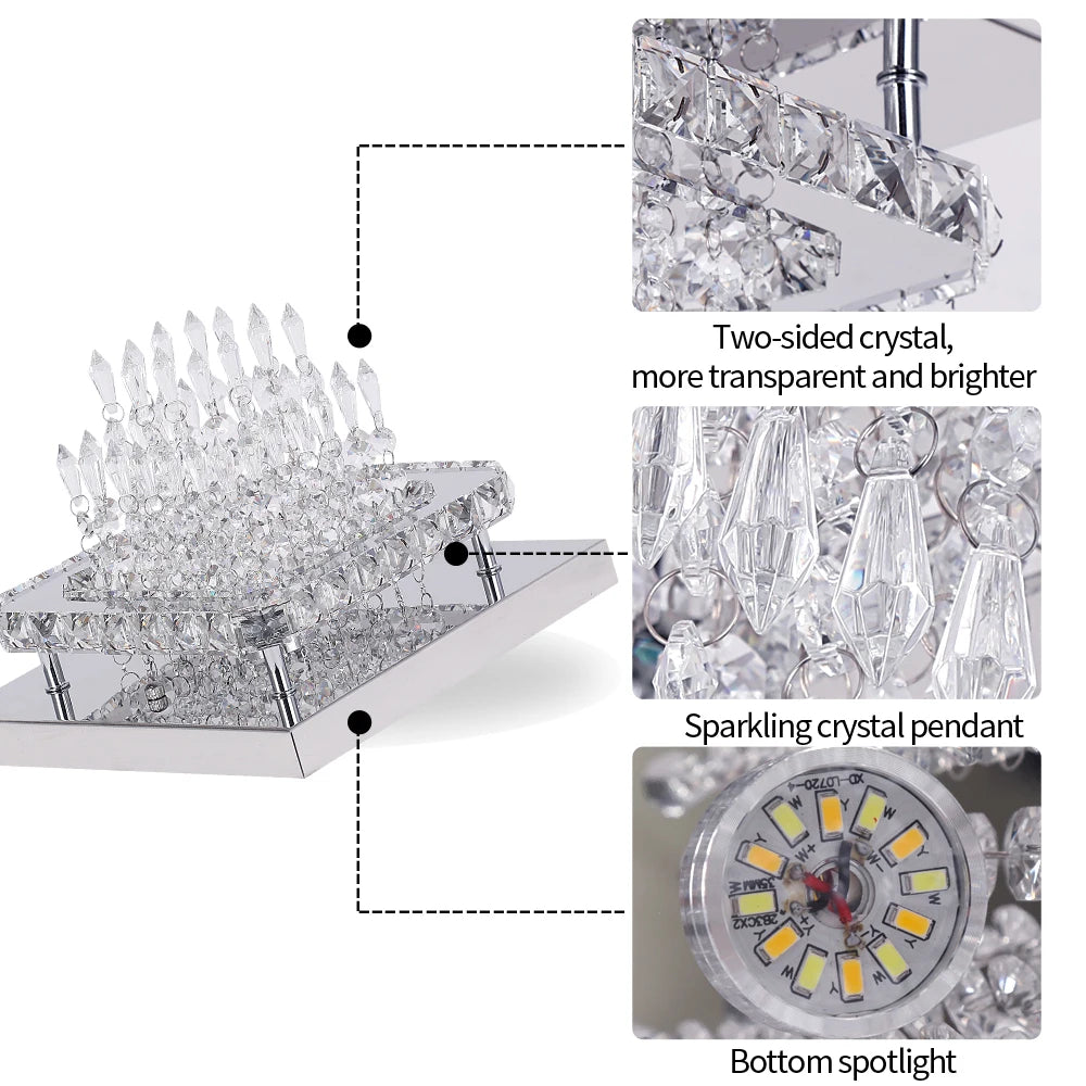 Modern K9 Crystal Chandelier Led For Dining Room Stainless Steel Ceiling Lamp Light Fixture Kitchen Lustres Luminaire Pendant