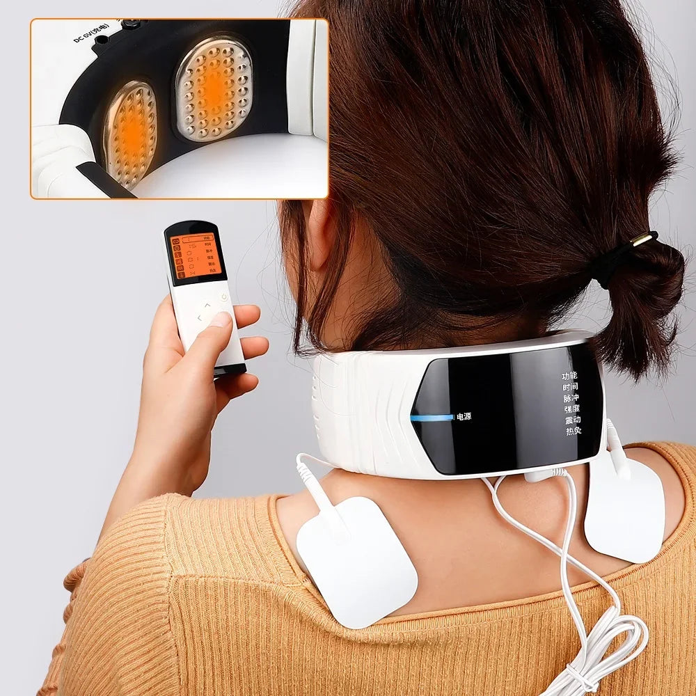 6 Modes Electric Neck Massager TENS Neck Pulse Back Power Control Heating Tool Health Care Neck Relaxation