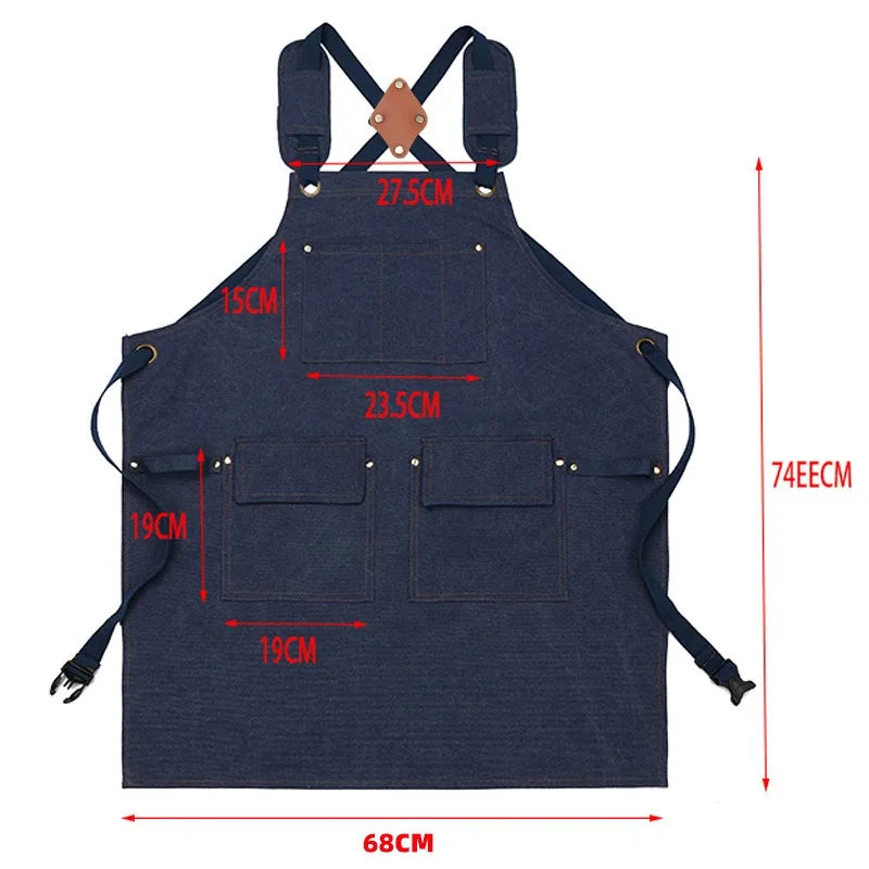 Thickened Canvas Apron Wholesale Cross-border Kitchen Garden Tools Apron Gardening Outdoor Storage Work Apron