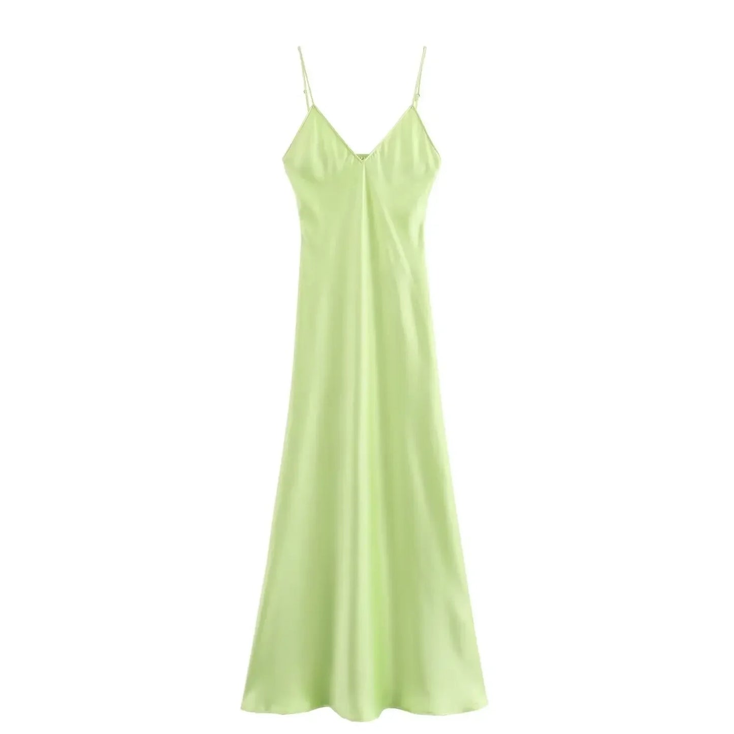 Women Fashion Summer New Sleeveless Underwear Style Backless V-Neck Sling Long Dress Chic Female French Elegance Evening
