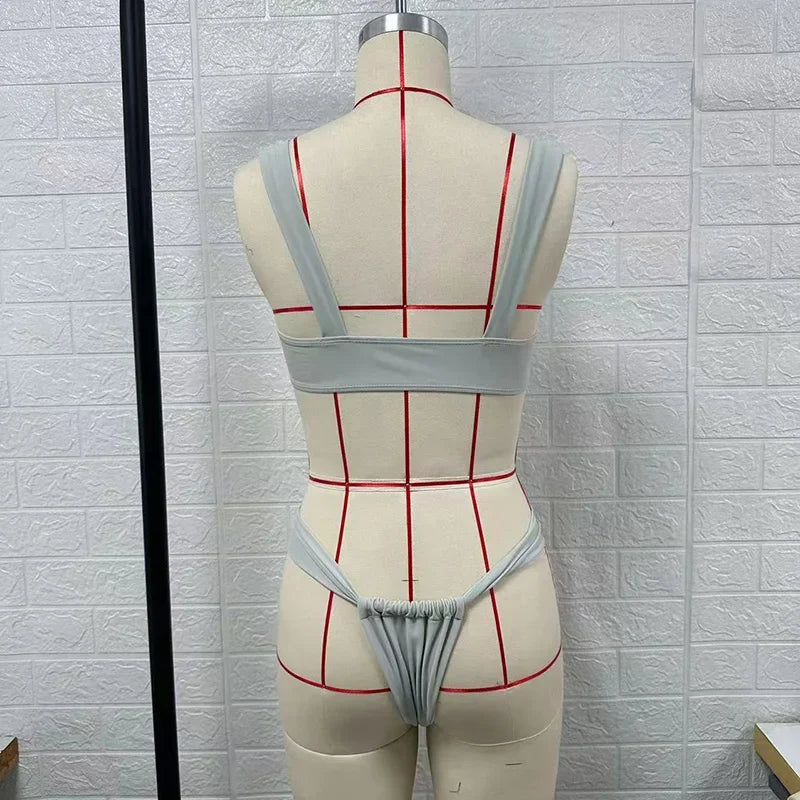 BEACHCICI Bikini 2 Piece Set Women Summer Sexy Suspender Sleeveless Slim Backless High Waist Thong Vacation Beach Swimsuit