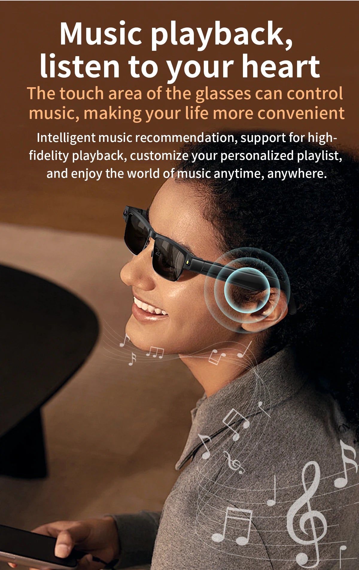 Smart AI Glasses With 8MP HD Camera Chat GPT Touch Sport Sunglasses Bluetooth Call Video Music Player Object Recognition