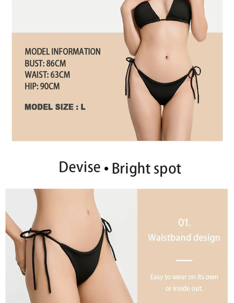 Women Two Pieces Padded Bikini Set Sexy Bra Side Tie Thong Swimsuit Three-point Bandage Brazilian Style Swimwear Biquinis