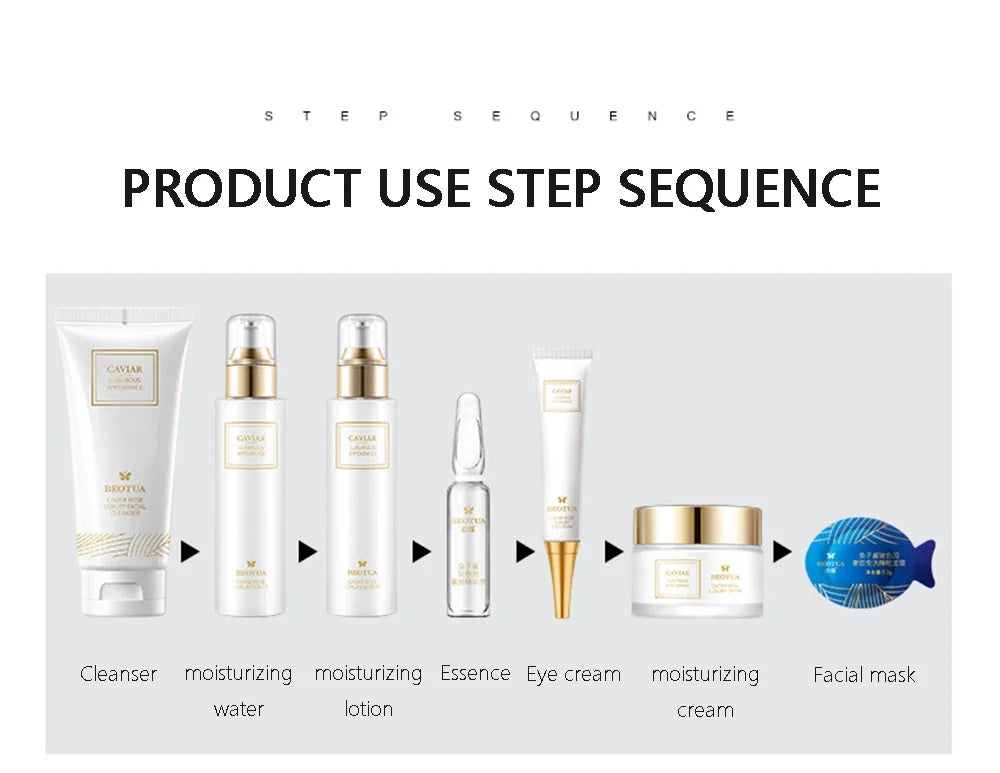 Facial Skin Care Set With Box Caviar Essence Face Serum 15pc Set Moisturizing Skincare Kit Beauty Health Korean Facial Skin Care