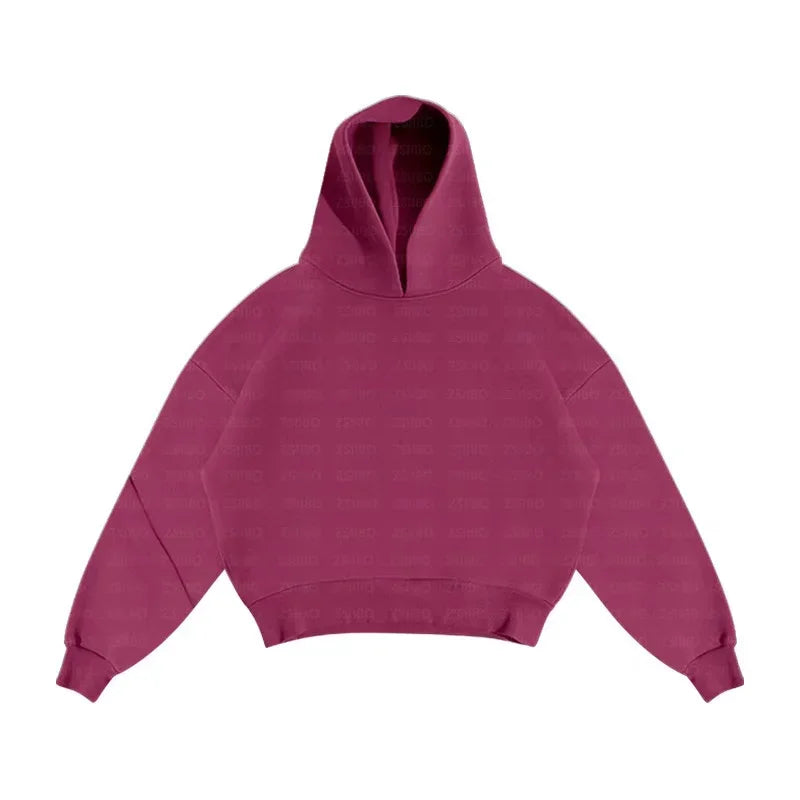 Korean Fashion Solid Color Sweatshirt Fleece Two-Piece Men's Y2K New Harajuku Casual Joker Straight Pants Couple Street Wear