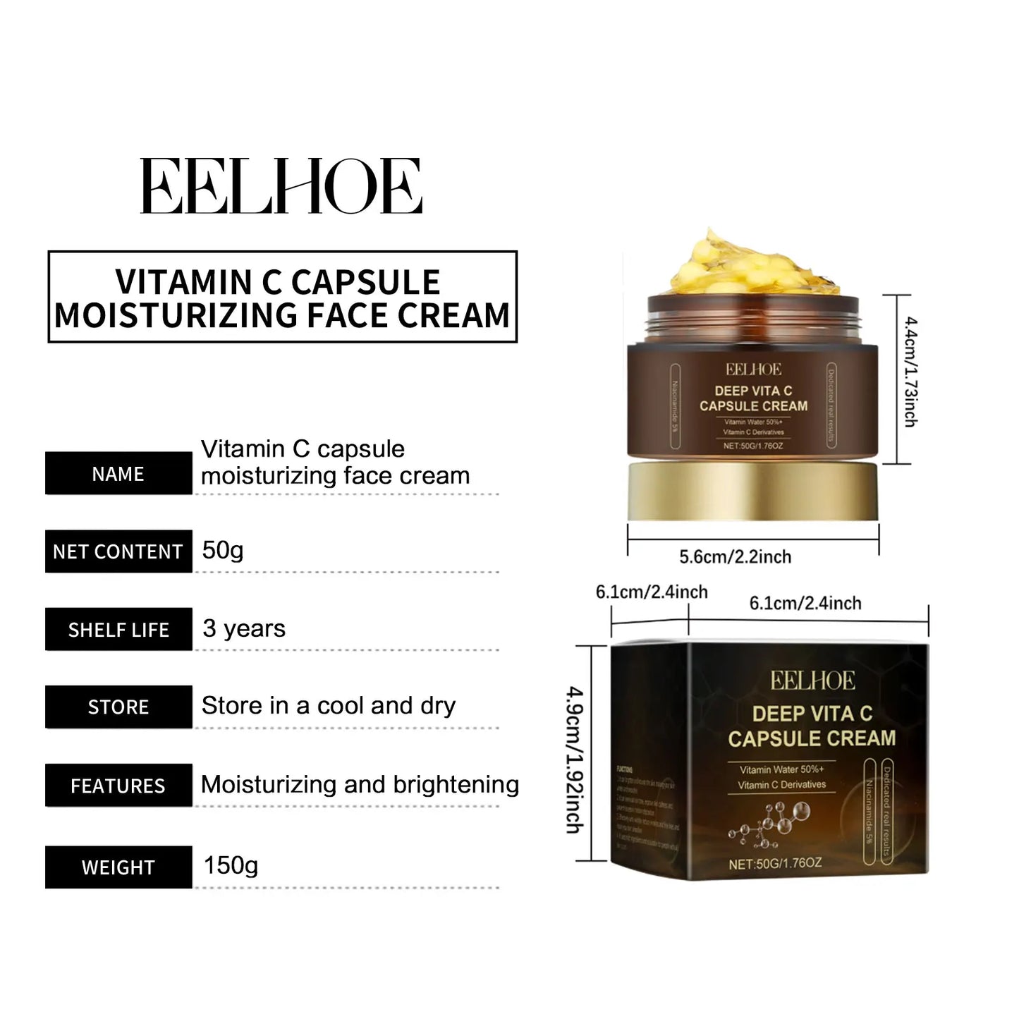 Vitamin C Capsules Facial Moisturizing Cream Melanin Removal Rejuvenate Skin Lightening Wrinkles Remover Brightening Face Cream