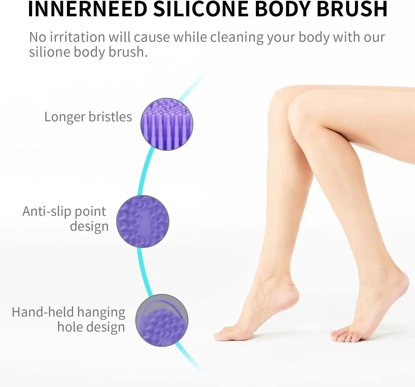 2 in 1 Soft Silicone Body Brush Wash Bath Shower Exfoliating Skin Fit For Baby Bath Shampoo Facial Massage Brush