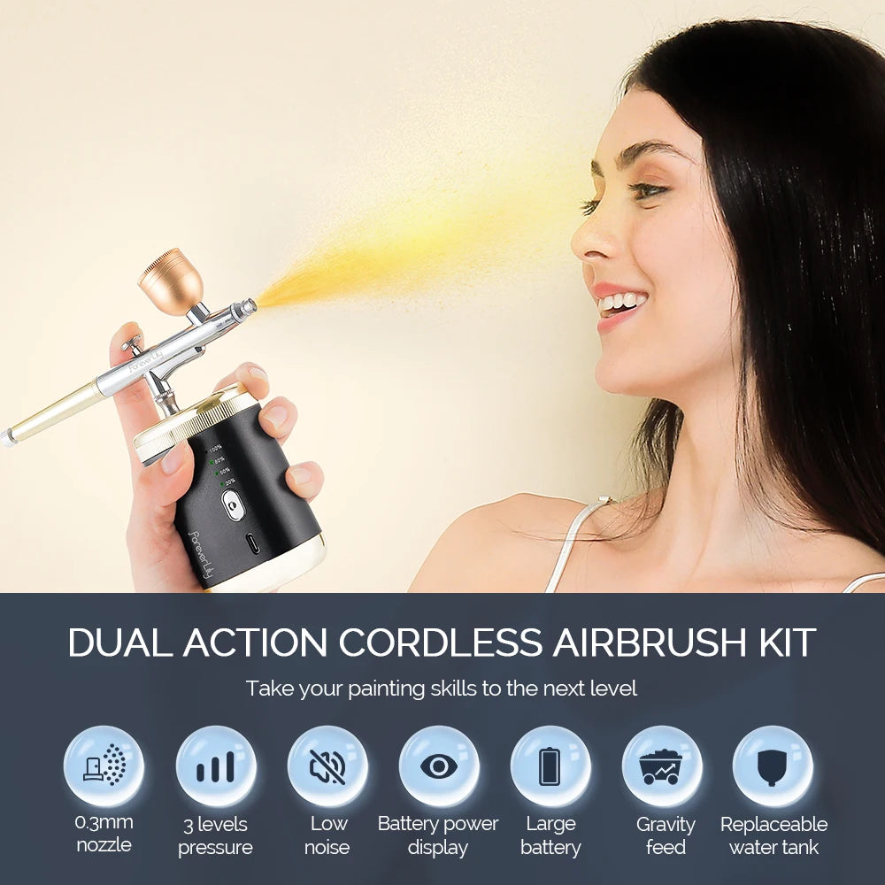 30Psi High Pressure 3 Levels Portable Airbrush For Nails Art Paint Facial Makeup Cake Pastry Painting Hair Dyeing Nano Spray Gun