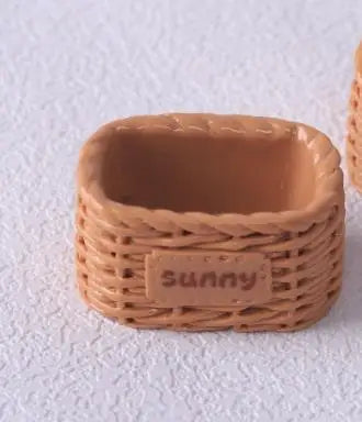 100pcs Simulation Bamboo Basket DIY Scrapbooking for Mini Kitchen Dinner Tableware Decor Accessories