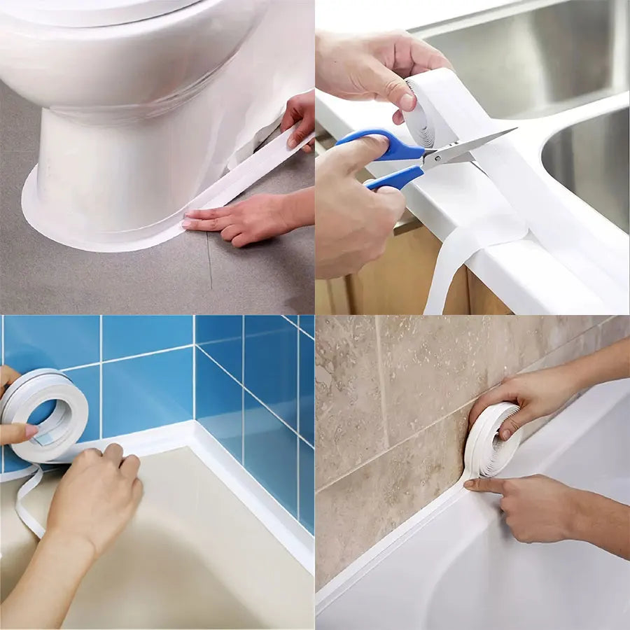 1m/3.2m*3.8cm PVC Waterproof Sealing Tape for Bathroom Kitchen Sink, Shower, Bathtub and Toilet - Self Adhesive Wall Stickers