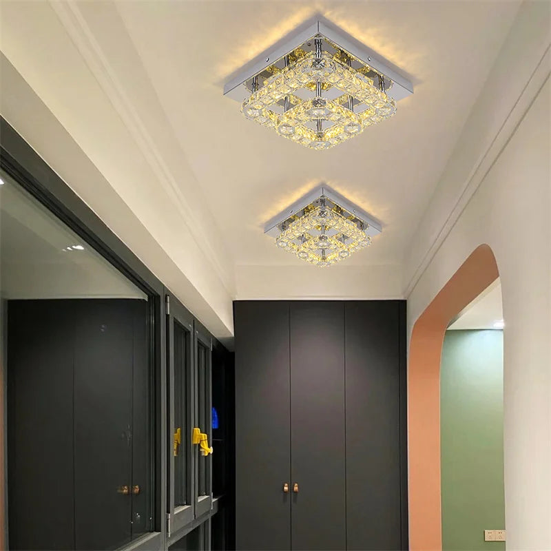 Modern K9 Crystal Chandelier Led For Dining Room Stainless Steel Ceiling Lamp Light Fixture Kitchen Lustres Luminaire Pendant