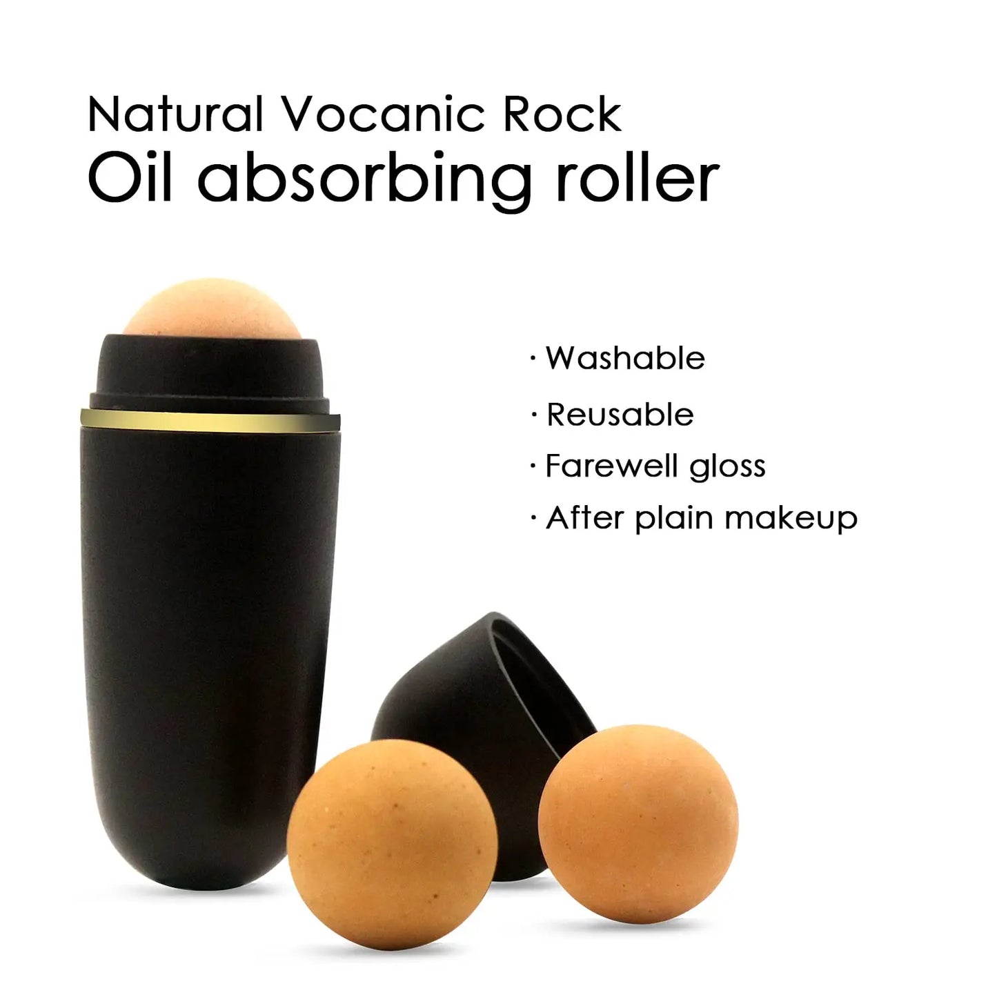Oil-Absorbing Natural Volcanic Stone Face Clean Care Oil Control Reusable Face Massager Roller Skincare Beauty Makeup Tool