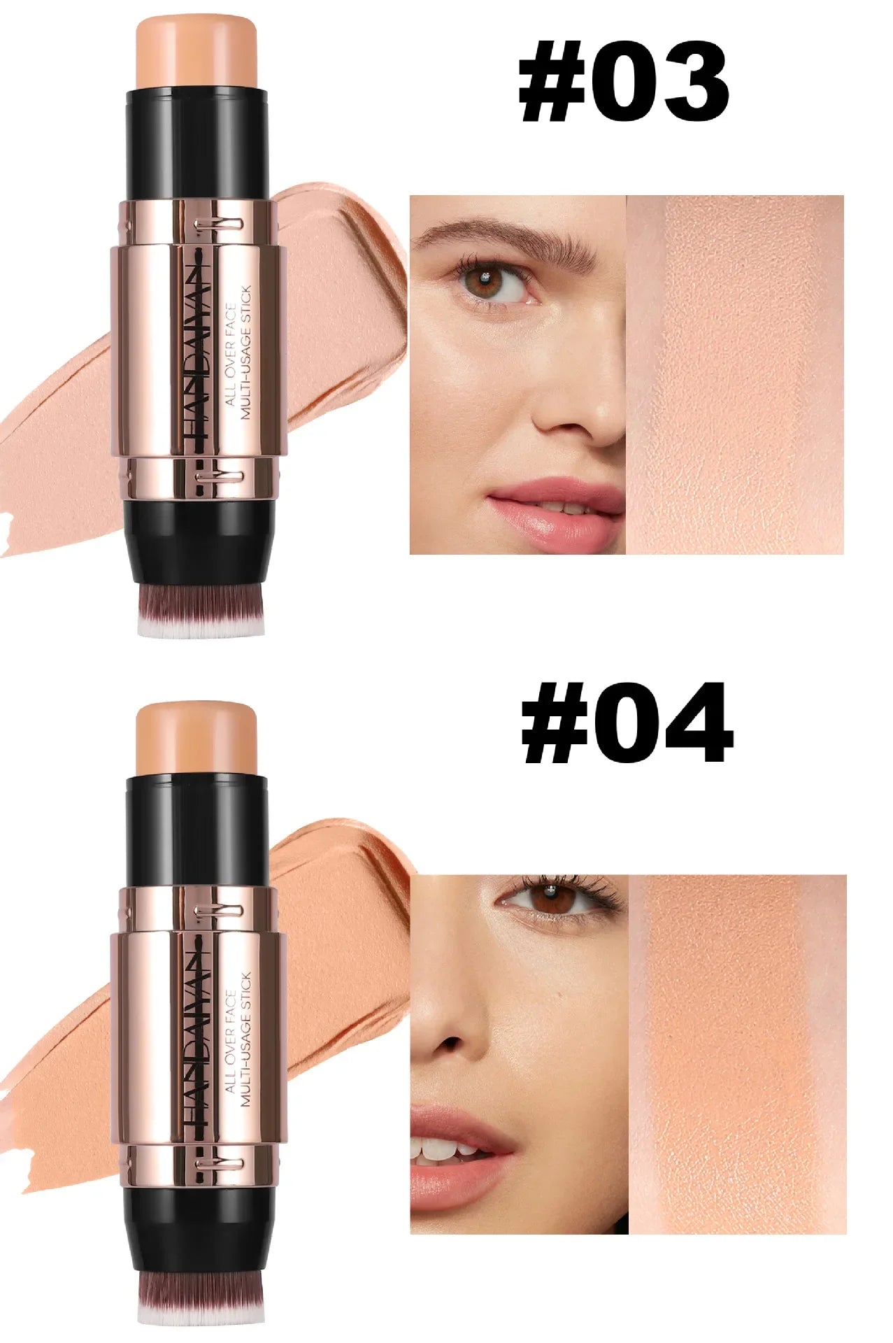 Double-head Face Bronzer Contour Stick Cream Makeup Light Dark Shadow Lasting Concealer Facial Brighten Contouring With Brush