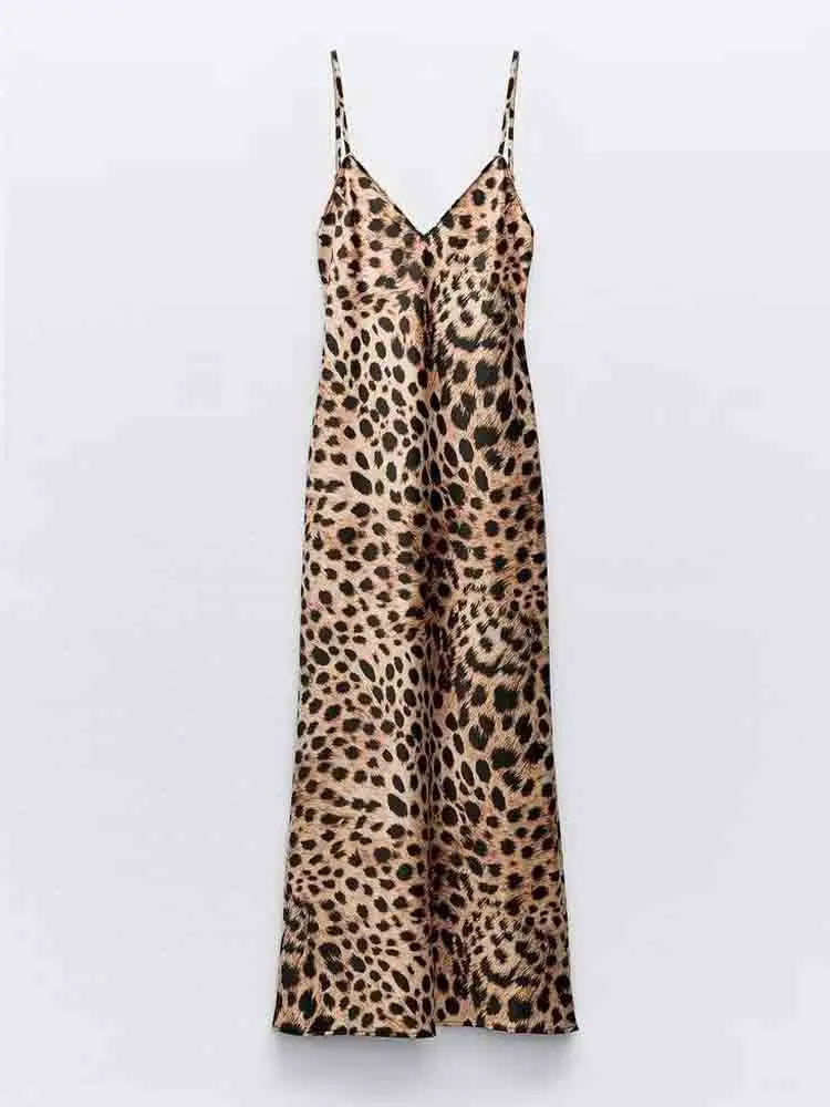 Women Fashion Summer New Sleeveless Underwear Style Backless V-Neck Sling Long Dress Chic Female French Elegance Evening