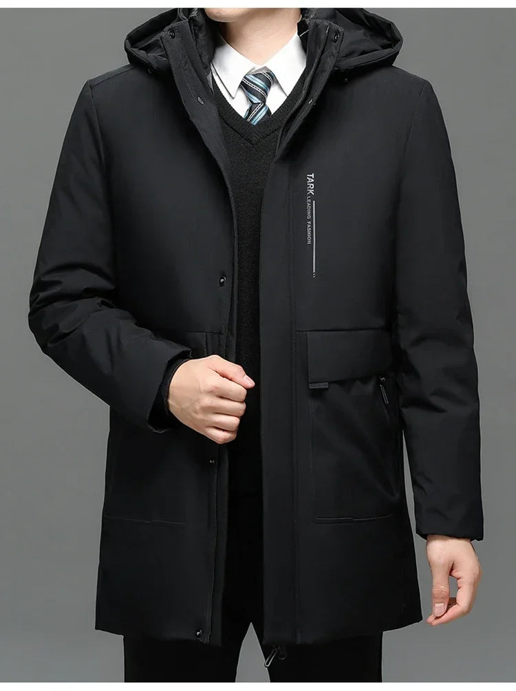 Mens Hooded Jackets Casual Outwear Long Parkas Men New Autumn Winter Warm Waterproof Parkas Jacket Coat 2 PIECES Winter Parkas