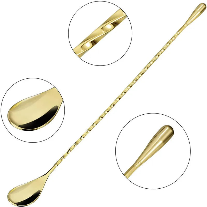 30/40/50cm Long Spiral Handle Cocktail Spoon Bartender Drink Shaker Muddler Stirrer Whisky Mixing Rod Kitchen Bar Utensils