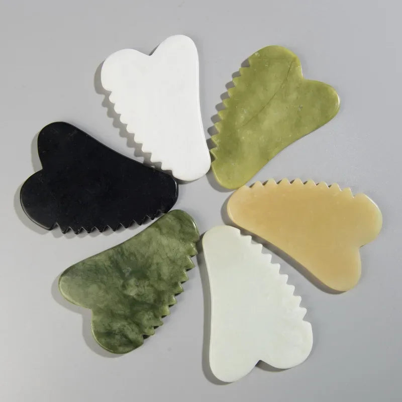 Natural Stone Jade Gouache Scraper Rose Quartz Facial Gua Sha Tools Neck Massager for Face Lifting Wrinkle Remover Beauty Health