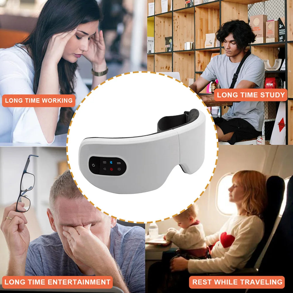 Electric Eye Massager Hot Compress Vibration Massage Bluetooth Music Relief Stress Fatigue Relax Foldable Eye Care Smart Glasses