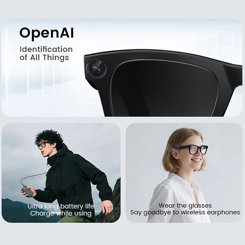New Al Smart Glasses 800W HD Camera Anti Shake 1080P High-Definition Video Recording Touch Al Voice Wireless Call Smart Glasses