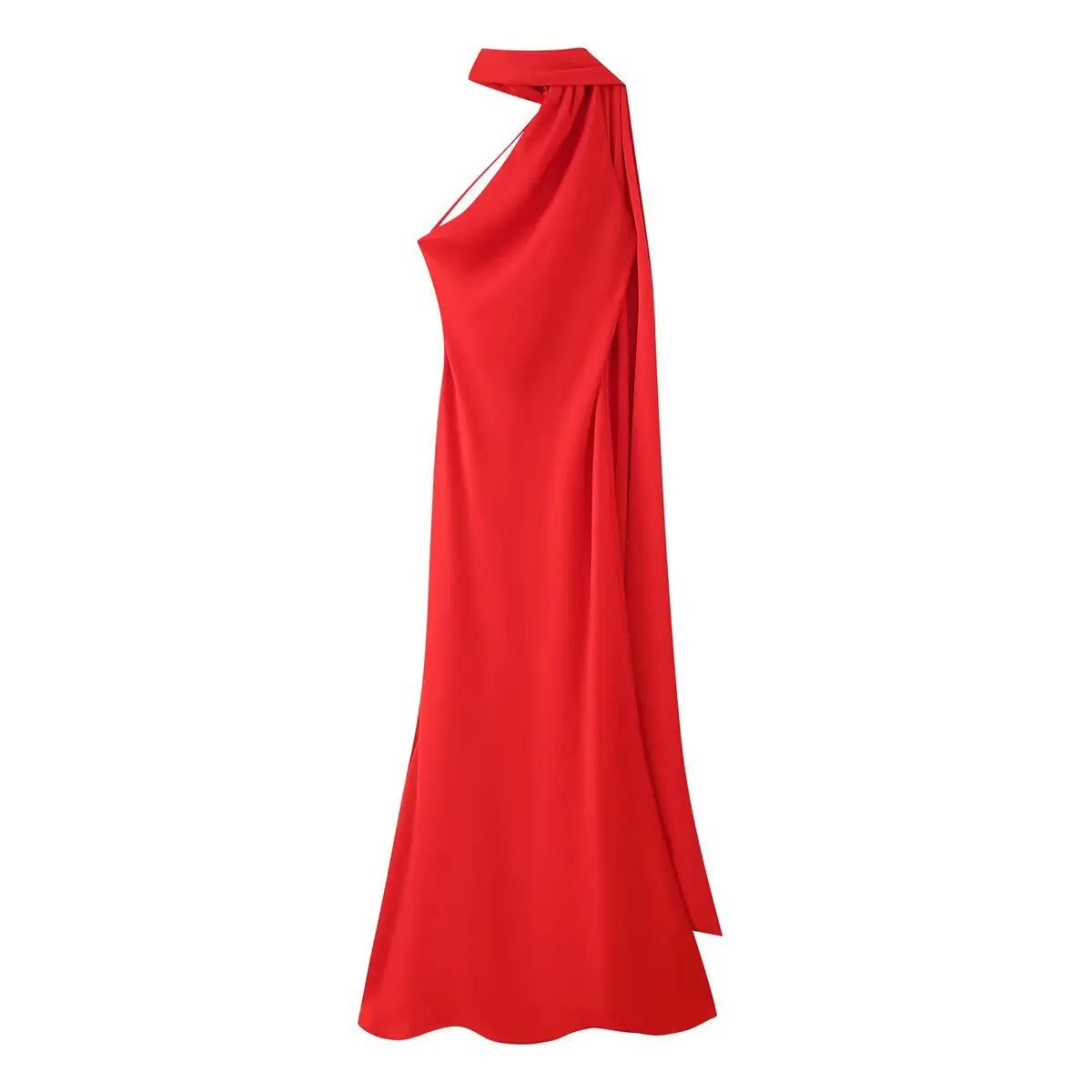 VEITCHE Elegant Women's Soft Silk Satin Long Dress Halter Backless Sleeveless Ribbon Maxi Dresses 2025 Summer Lady Party Gowns
