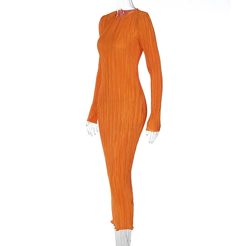 Dulzura Women 2024 Autumn Winter Fashion Long Sleeve Streetwear Bodycon Black Long Dress Wholesale Items For Business