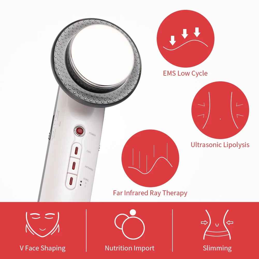 Ultrasound Cavitation Body Slimming Massager EMS Micro Current Weight Loss Far Infrared Facial Lifting Beauty Device