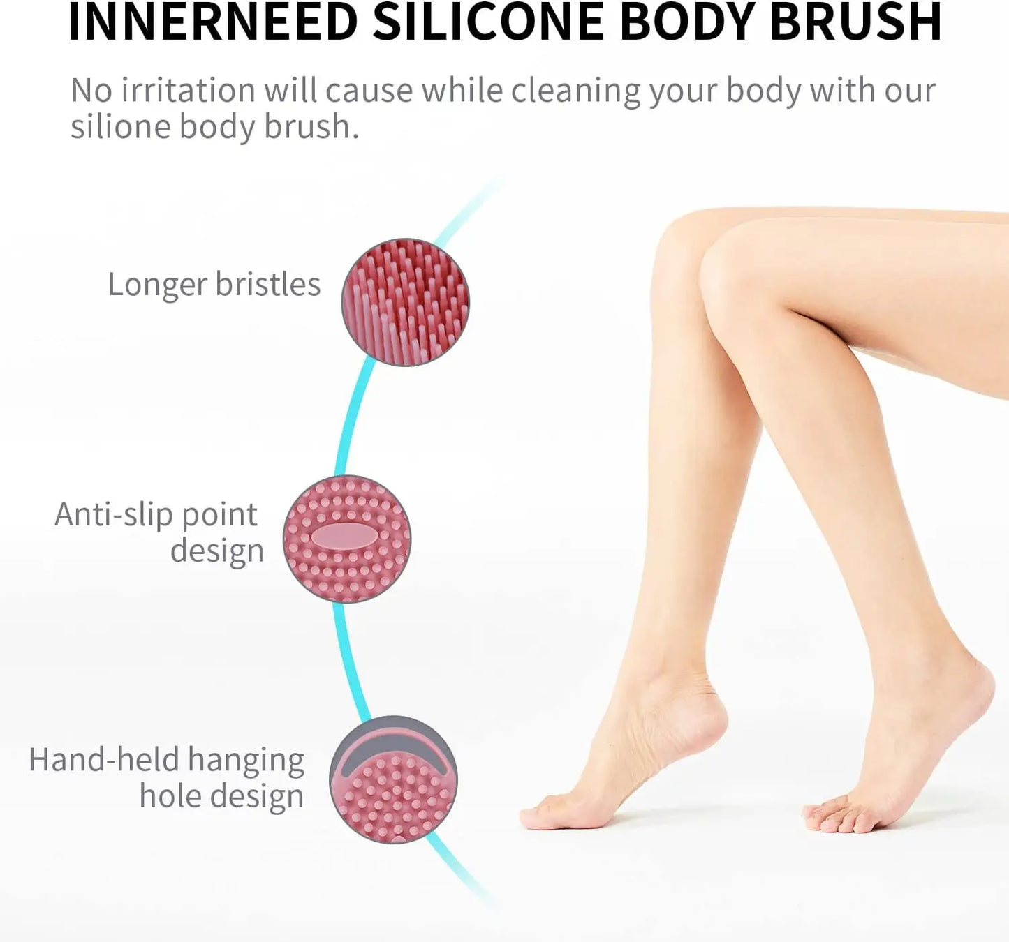 2 in 1 Soft Silicone Body Brush Wash Bath Shower Exfoliating Skin Fit For Baby Bath Shampoo Facial Massage Brush