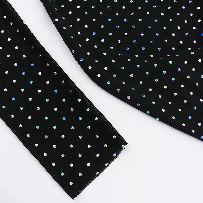 Tossy Glitter Hollow Out See-Through Maxi Dress Female Sexy Lace-Up Club High Waist Patchwork Sparkle Bandage Women Long Dress