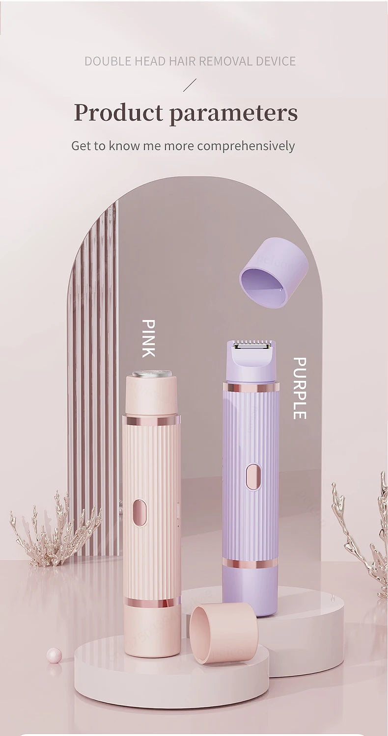 Hair Clipper Women Face Bikini Facial Body Epilator Female Leg Underarm Razors Electric Shaver Rechargeable Double Head Trimmer