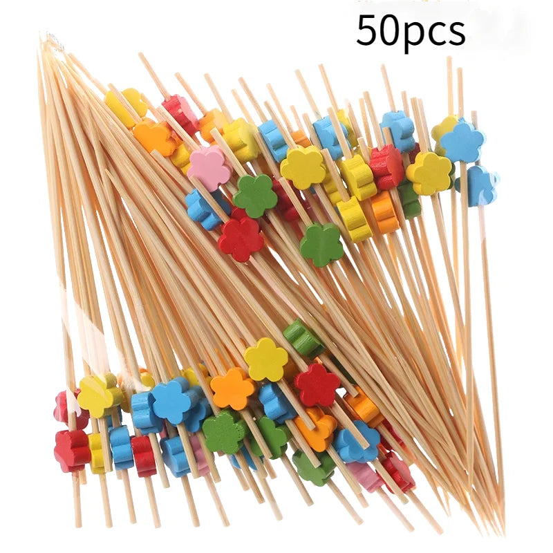 50PCS/pack Disposable Bamboo Sticks Party Decoration Kitchen Gadgets Convenient Easy To Use Health Household Products 12cm