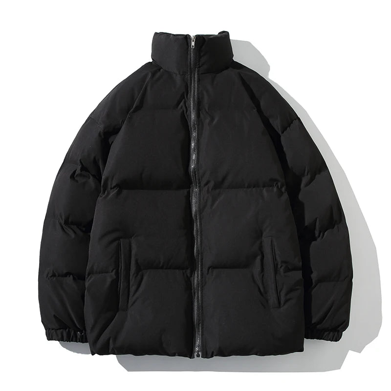 New Hooded Fleece Lining Men's Winter Jacket Coat Parka With Zipper Pockets Korean Winter Jackets for Men's Winter Coats Black