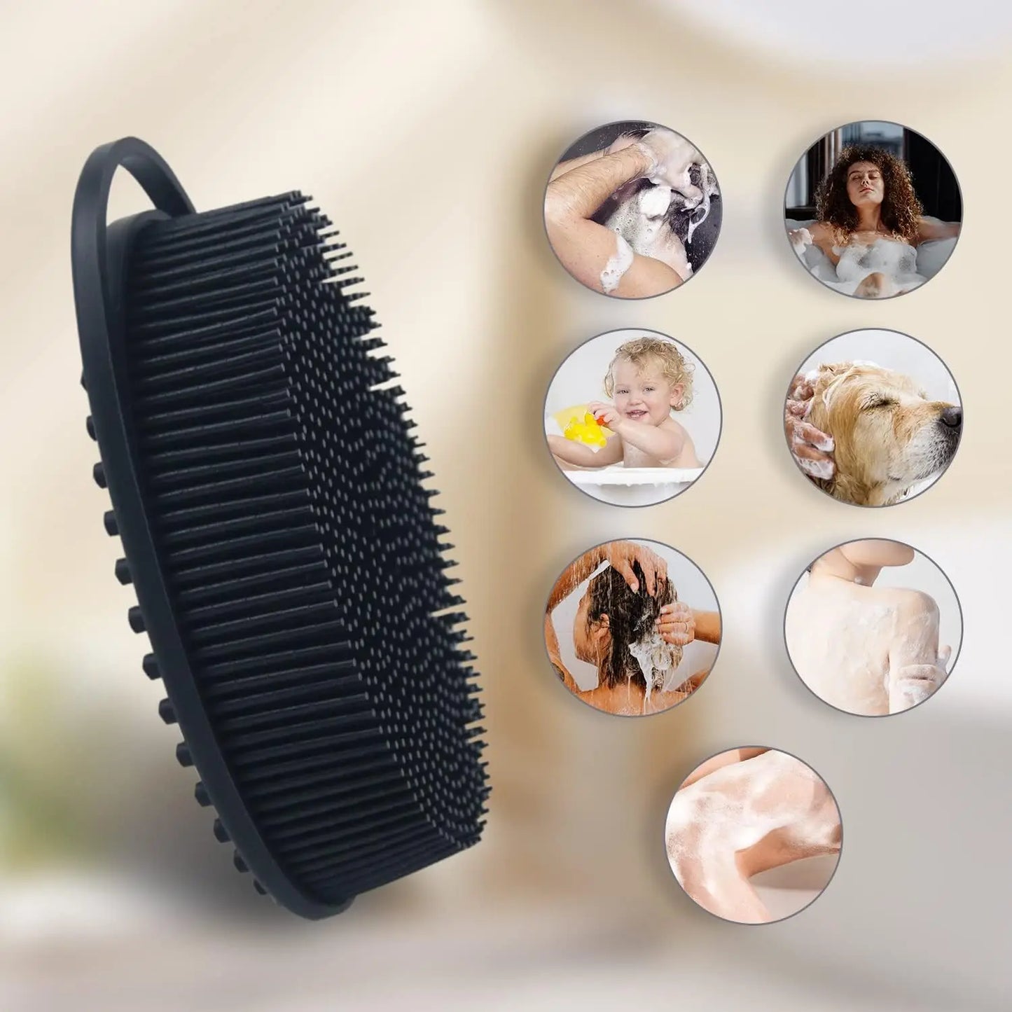 2 in 1 Soft Silicone Body Brush Wash Bath Shower Exfoliating Skin Fit For Baby Bath Shampoo Facial Massage Brush