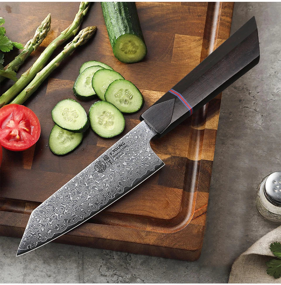 F.YOUNG 5" Japanese Kitchen Utility Knife Damascus Professional Chef Knife Peeling Paring Fruit Vegetable Meat Cooking Tools