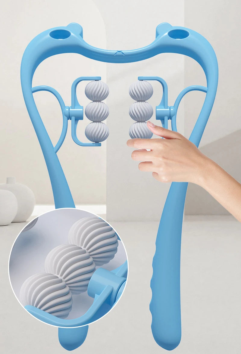 Plastic Neck Massager Therapy Neck and Shoulder Dual Trigger Point Roller Self-Massage Tool Relieve Hand Pressure Deep Massage