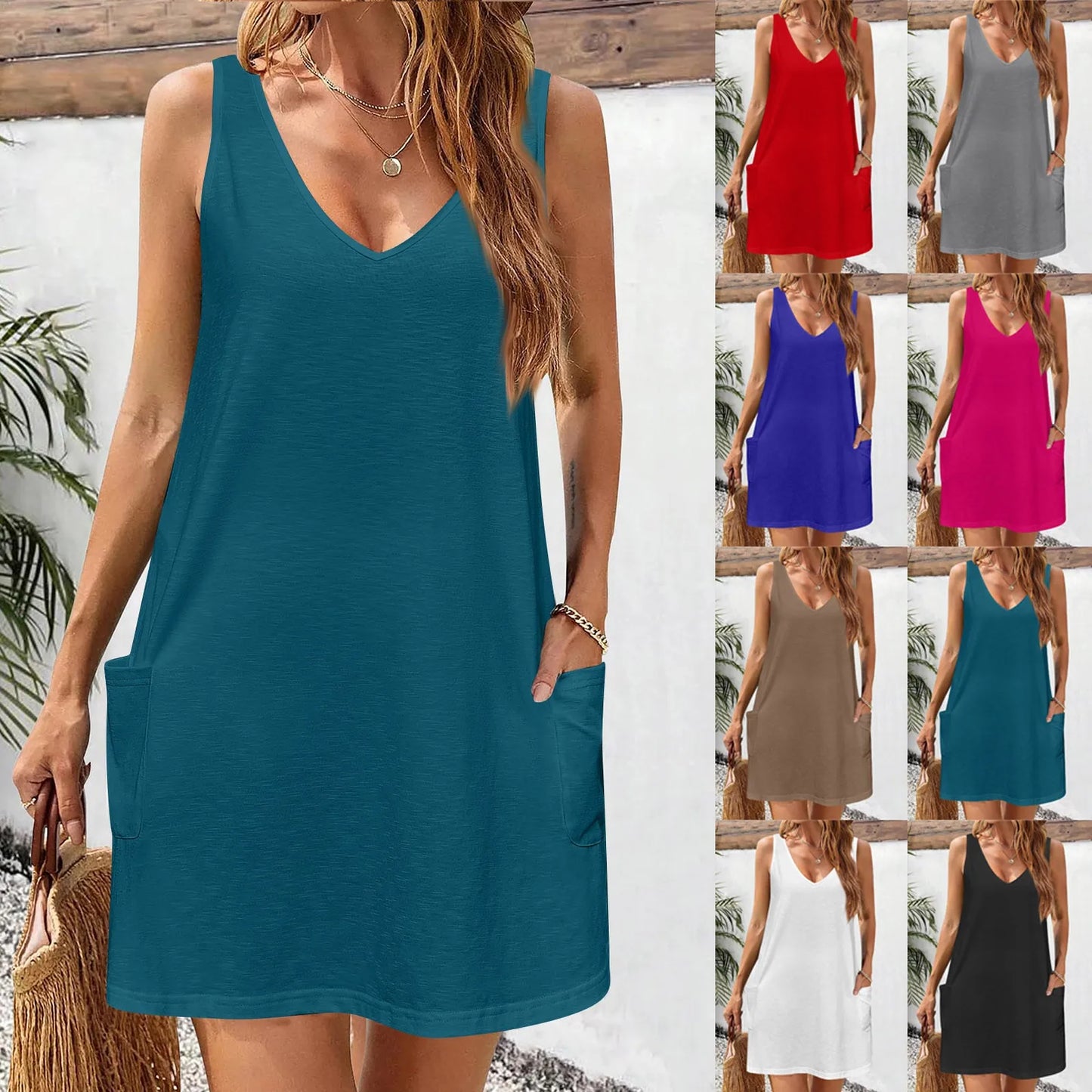 Women's Summer Casual Swing T-Shirt Dresses Beach Cover Up With Pockets Plus Size Loose T-shirt Dress vestidos largos