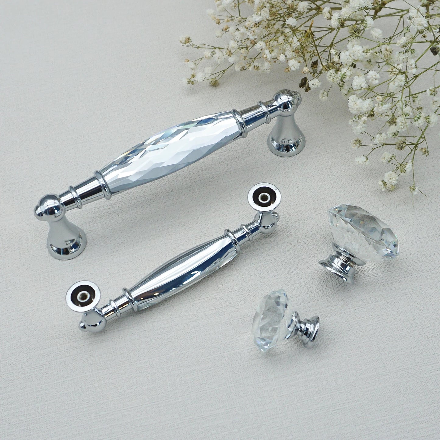 Gold Chrome Cabinet Handles Drawer Single Hole Knobs Luxury Wardrobe Dresser Pulls Modern Kitchen Accessories Furniture Hardware