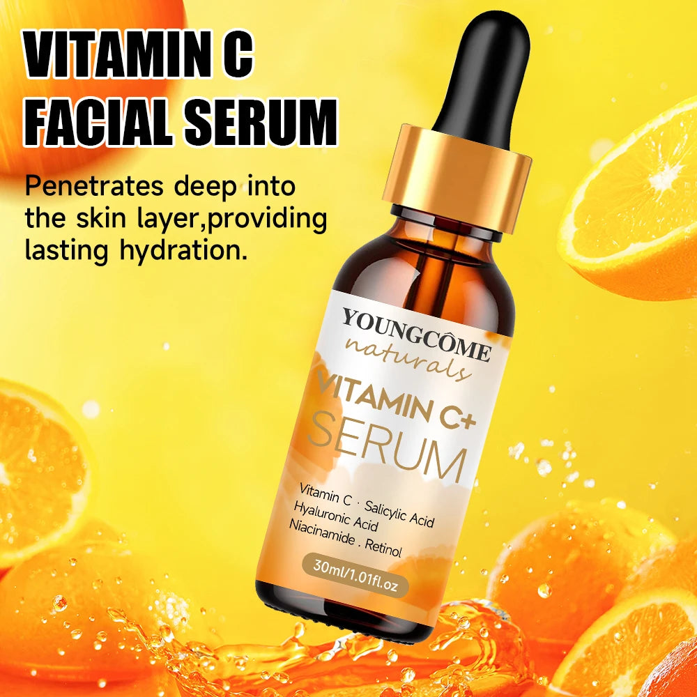YOUNGCOME Facial essence Anti-aging Essence containing vitamin C,hyaluronic acid and retinol, Improves elasticity, Heals dryskin