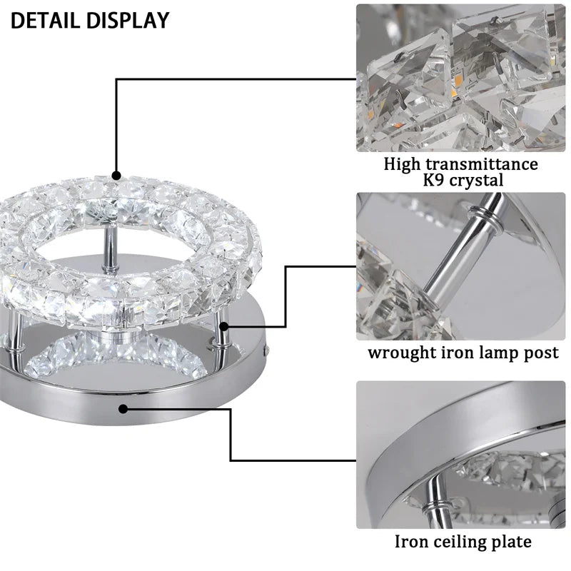 Modern K9 Crystal Chandelier Led For Dining Room Stainless Steel Ceiling Lamp Light Fixture Kitchen Lustres Luminaire Pendant
