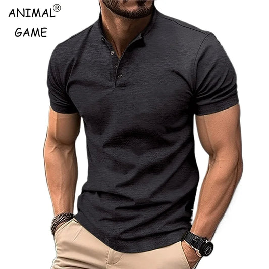 Summer Lightweight Lapel Polo Shirt Men's Short Sleeve Cotton Breathable Fashion Slim Fit Polo Shirt Male Fitness T-shirt