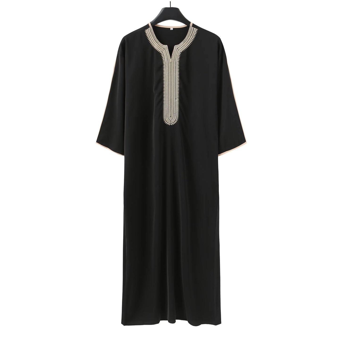 Muslim ethnic style men's long robe, Eid al Fitr formal attire, round neck embroidered men's robe, various colors men's robe