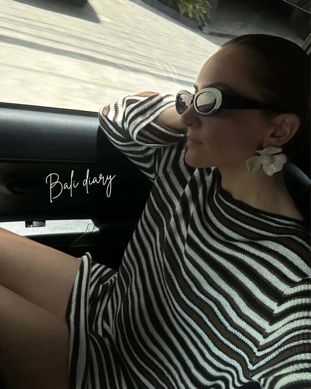 Talenza Knit Striped Mini Dress Women's Fashion Backless Cutout Long Sleeve Knit Dress Beach Vacation Boho Loose Casual Dresses