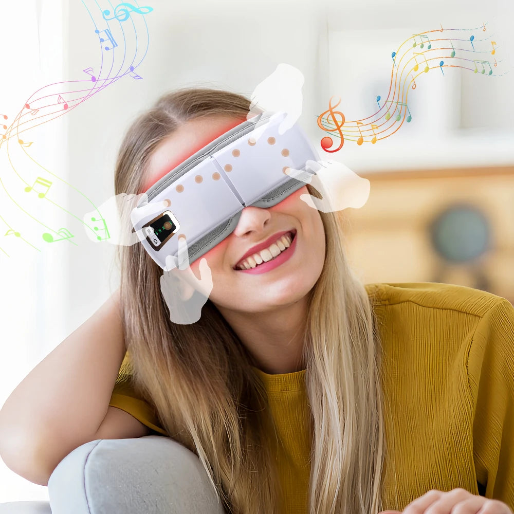 Electric Eye Massager Hot Compress Vibration Massage Bluetooth Music Relief Stress Fatigue Relax Foldable Eye Care Smart Glasses